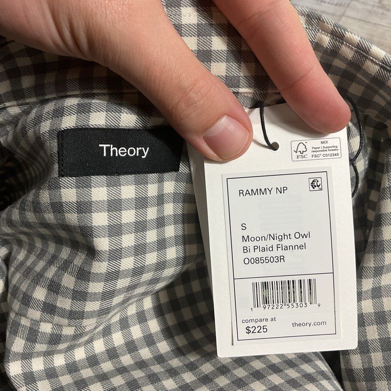 NWT Theory Rammy Moon/Night Owl Plaid Flannel Button Up Shirt - Size S