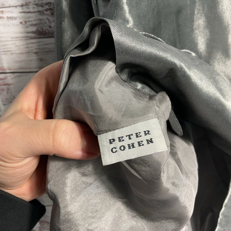 Peter Cohen Silver Metallic Lame/Silk Blend Suit Jacket - Size XL