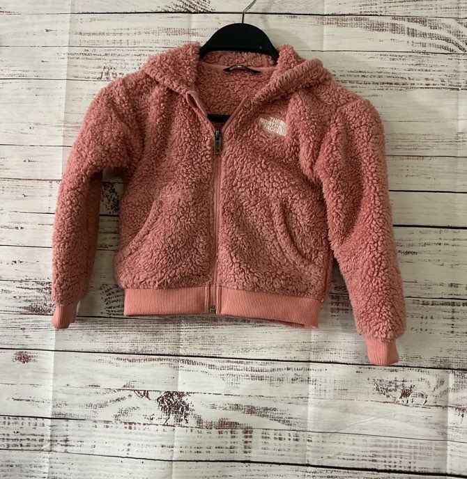 Kids The North Face Pink Fleece Hoodie Jacket Size 4
