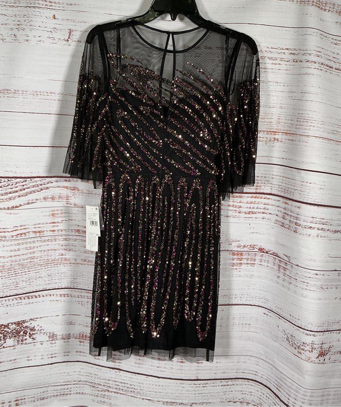 NWT Women's Aidan Mattox Mesh Sequined Dress w/flutter sleeve Size 0 Retail $330