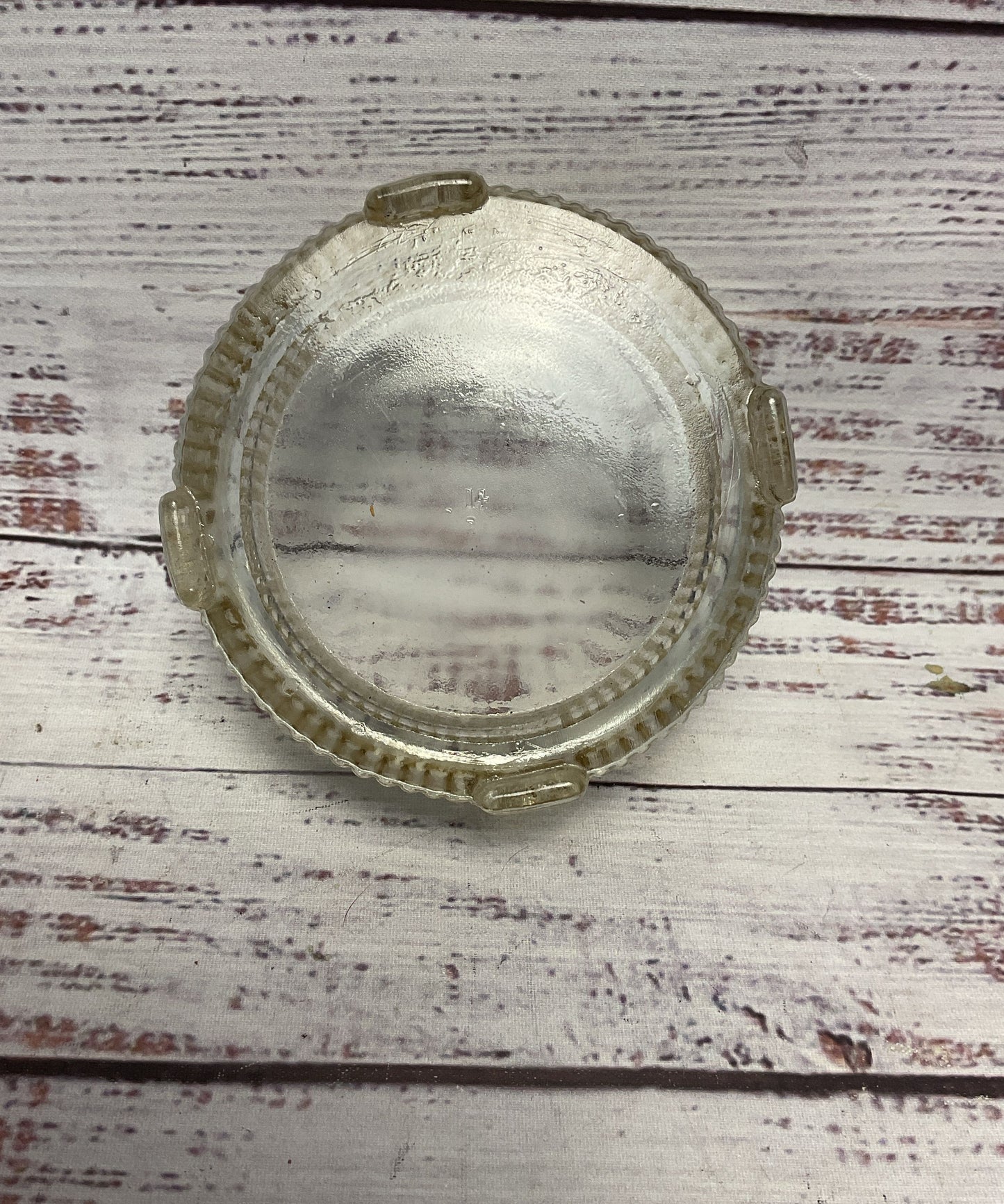 Vintage Glass Brass Lid Gold Tone Vanity Powder Storage Jar 4"