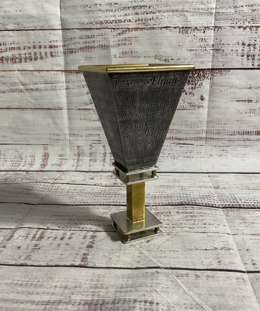 Elijah's Cup For Passover Seder Pewter & Brass Antique Finish by Joy Stember