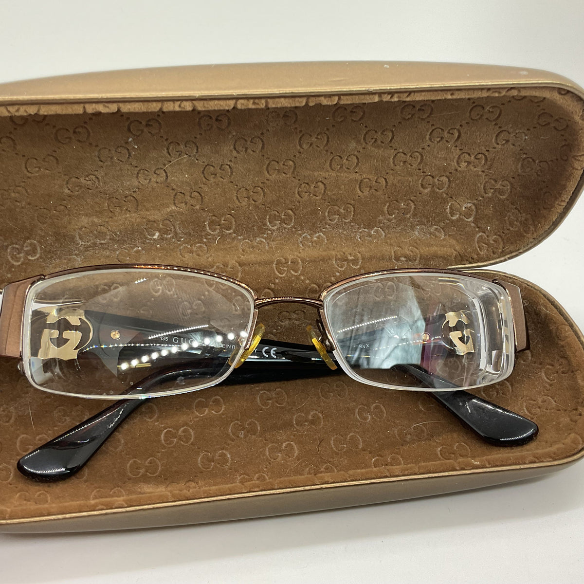 GUCCI GG2844 Unisex Brown Gold Tone Logo Eyeglasses- 51[ ]17 135 (FRAMES ONLY)