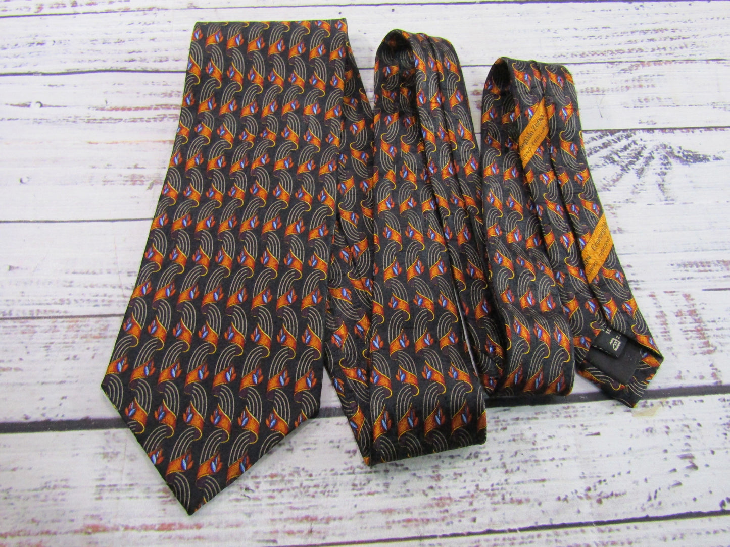 Vintage 90's Ermenegildo Zegna Men's Abstract Print Silk Tie Made in Italy