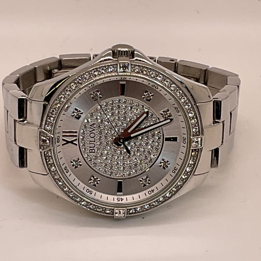 BULLOVA Crystal Accent Stainless Steel Women's Watch- 5.50"