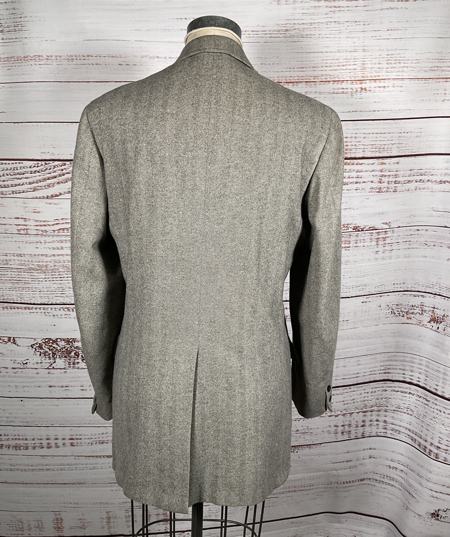 G.B. Harb & Son Vintage Cashmere Herringbone Blazer Gray