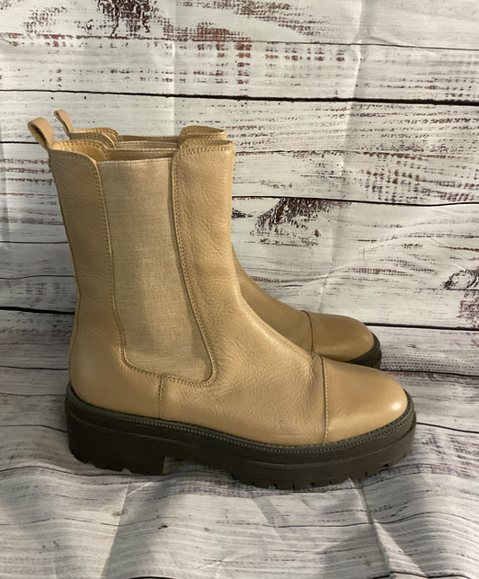 Sam Edelman Leather Wellington Lug Sole Chelsea Boots Sesame 9