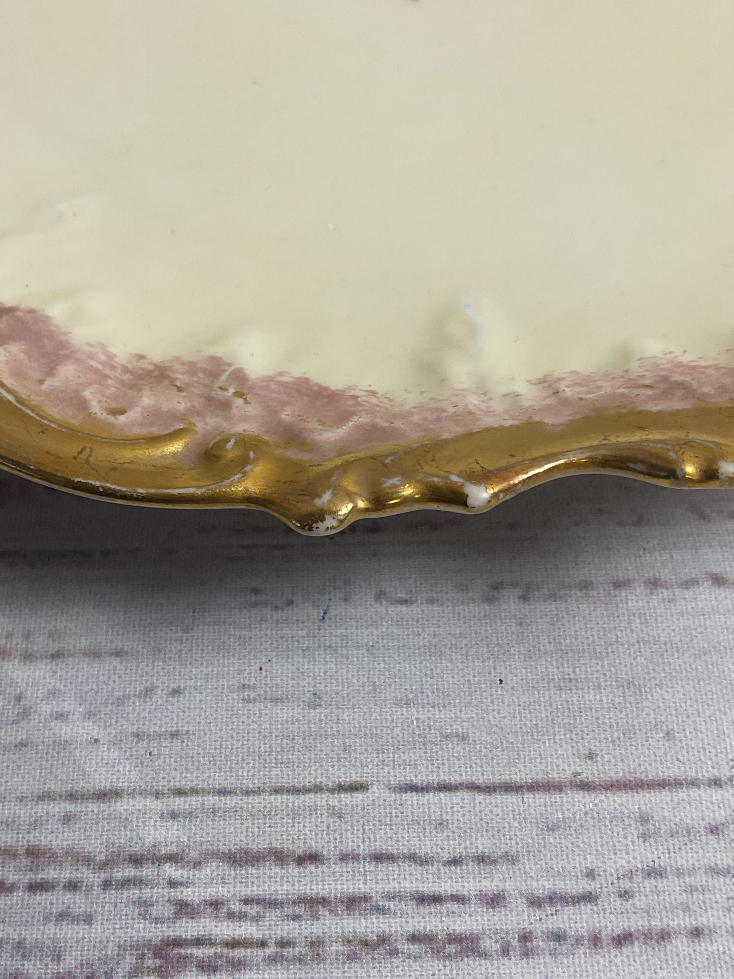 Limoges Made In France Pair Of 8" Dessert Plates Pink Gold Rim