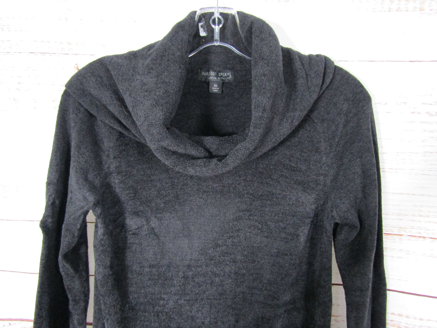 Barefoot Dreams CozyChic Women's Black Cowl Neck Tunic Sweater Size XS