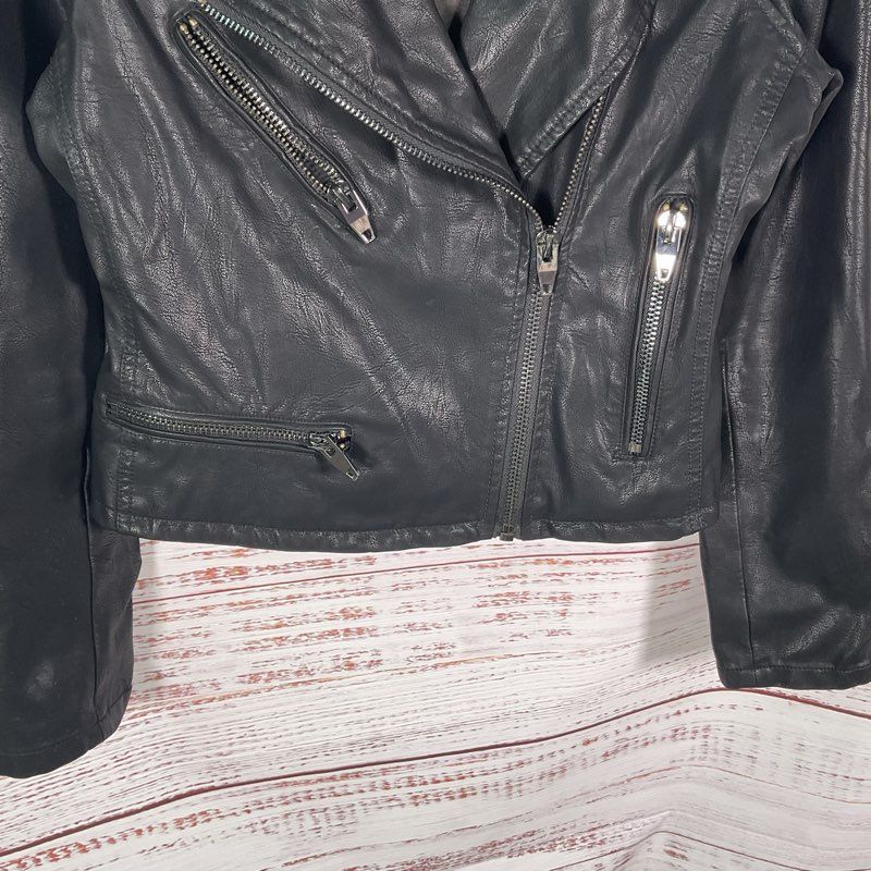 BlankNYC Black Vegan Leather Motorcycle Jacket - Size Small