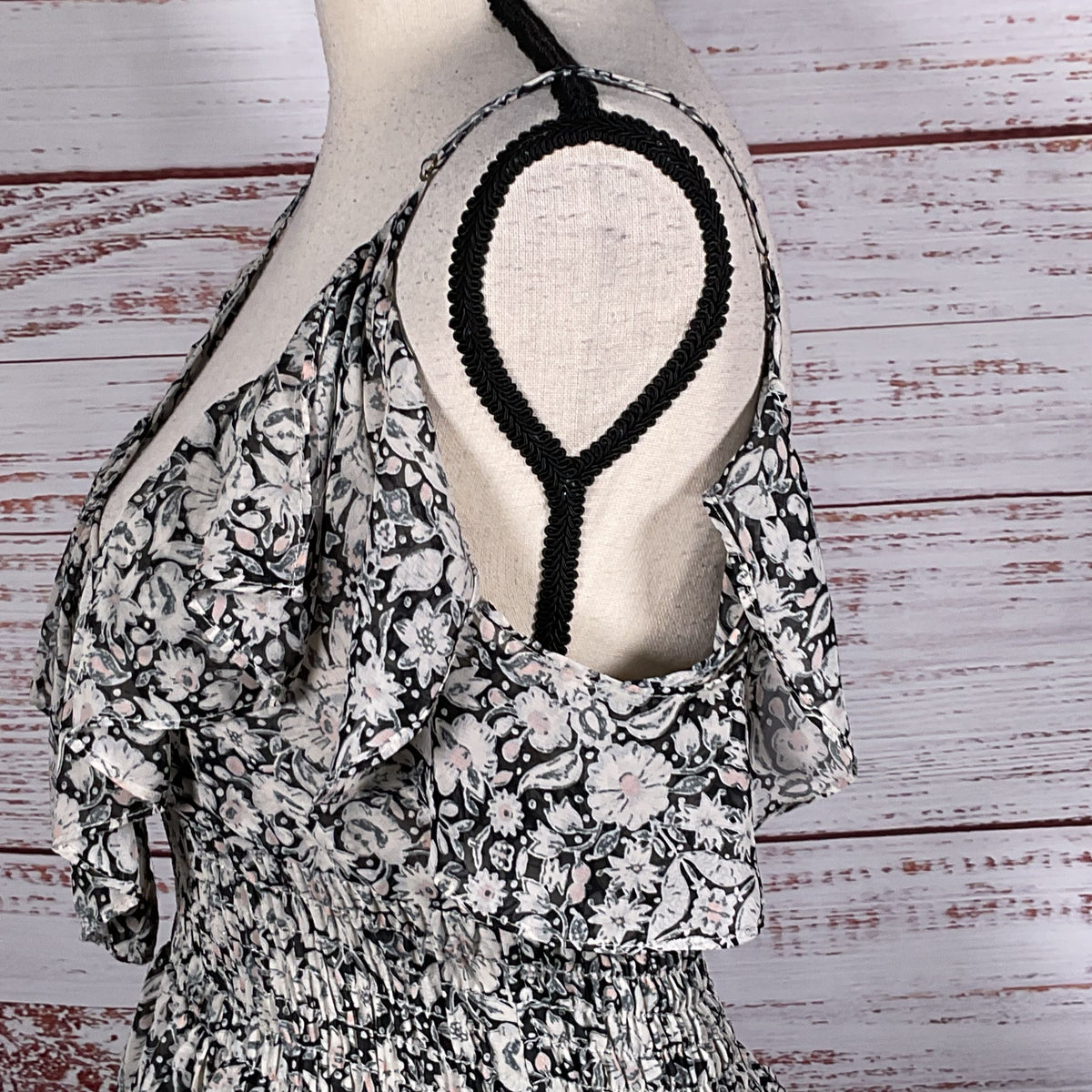 MISA Los Angeles Women's Ruffle Shoulder Strap Dress- SZ S