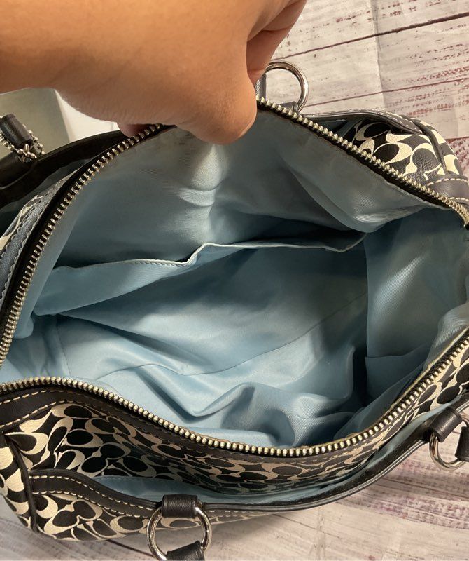 COACH F15132 Chelsea Black & White Signature Coated Canvas Tote Handbag