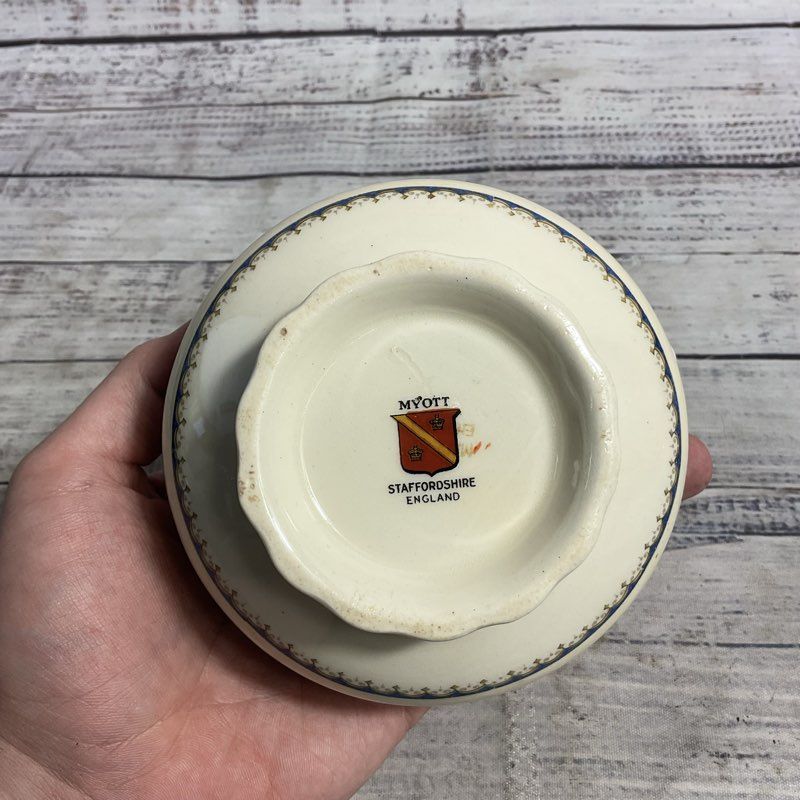 Myott Powder Blue 2 Pc. Staffordshire Porcelain Sugar & Cream Set 5681 *Damage*