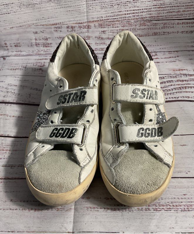 Golden Goose Unisex Kids White Leather Double Strap Shoes Size 29