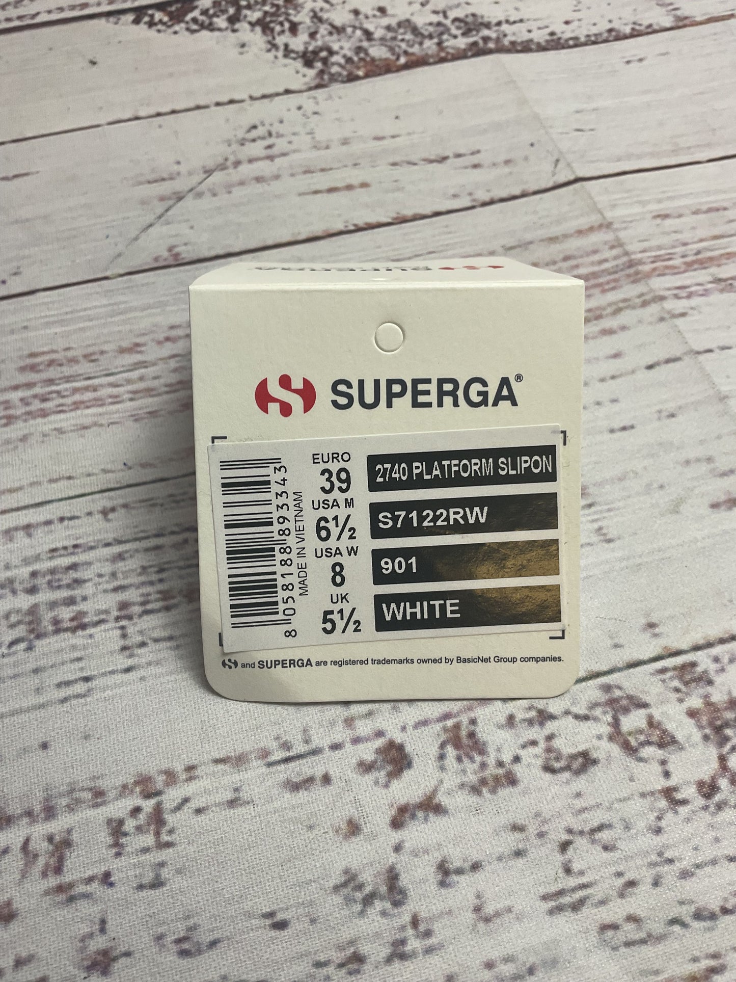 Superga 2740 Slipon White Platform Athletic Shoe Unisex Adults Size 39