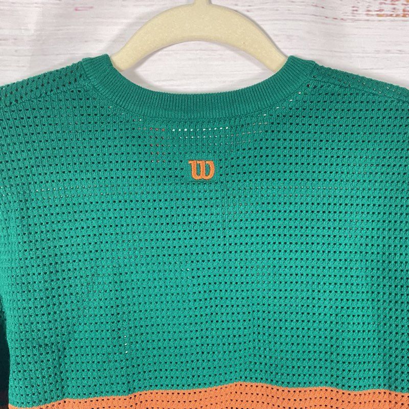 Wilson Blue/Green Colorblock Loose Knit Crewneck Sweater - Size L