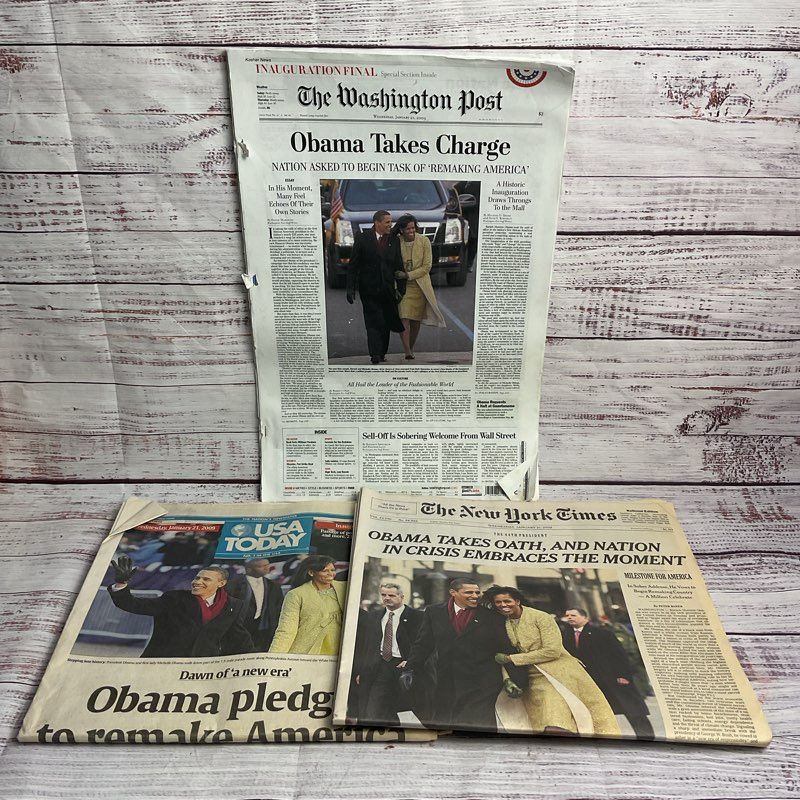 Barack Obama Presidential Inauguration 3 Pc. Newspaper Bundle Jan. 21 2009