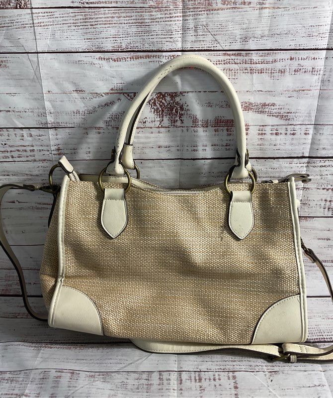 Frye & Co Beige Woven Satchel Shoulder Bag Women's