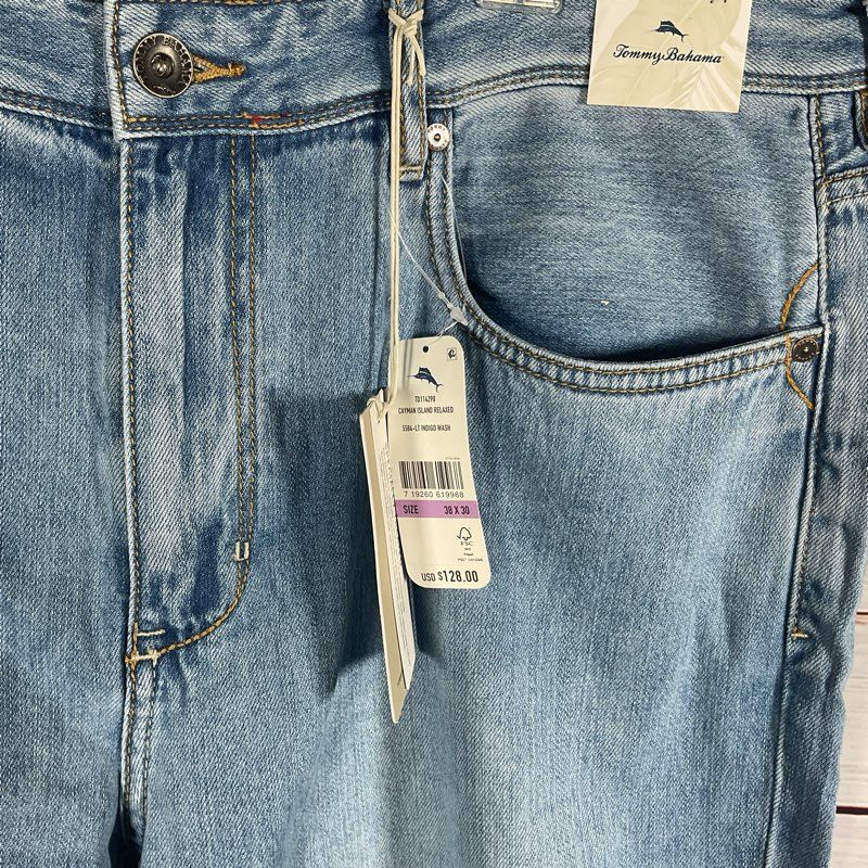 NWT Tommy Bahama Cayman Island Relaxed Fit Light Indigo Wash Pants Size 38 x 30