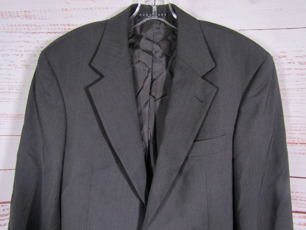 Vintage Hugo Boss Men's Gray Wool Blazer Jacket Size 38 Made in The USA