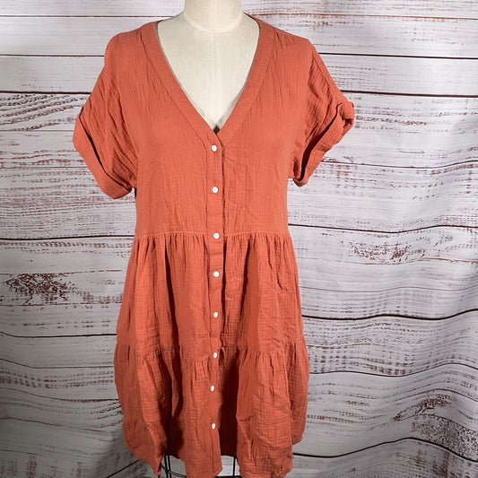 NWT MADEWELL Women's Orange Lightspun Colette Dress- SZ L