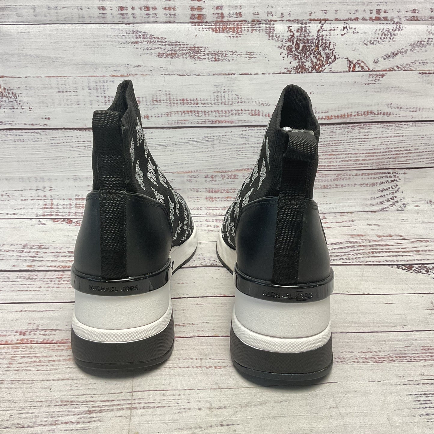 Michael Kors Skyler Stretch Sock Knit Wedge Black Rhinestone Shoe Women Size 8.5