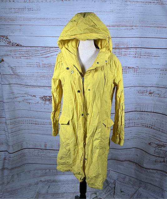 Women's Eileen Fisher Yellow Rain coat w/hood Jacket Size M