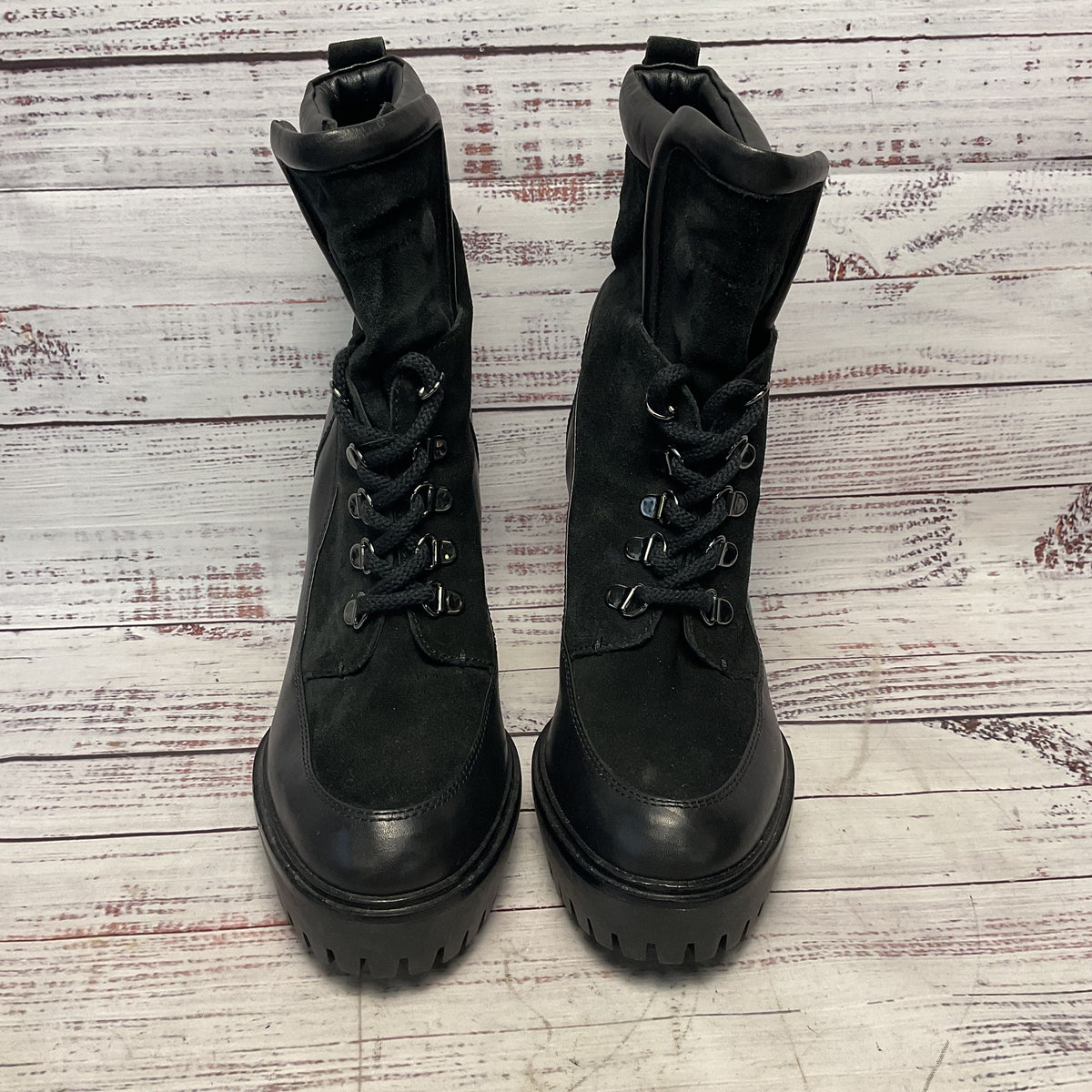 Veronica Beard Black Leather Suede Bootie Boot Heel Women Size 6