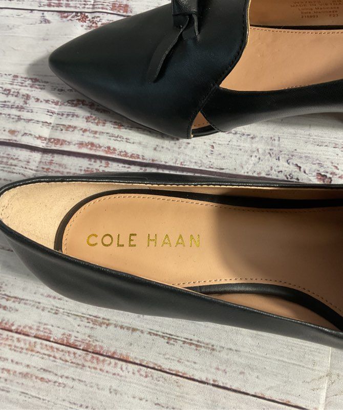 Cole Haan Women's Black Leather Viola Skimmer Flat W27673 Size 6B