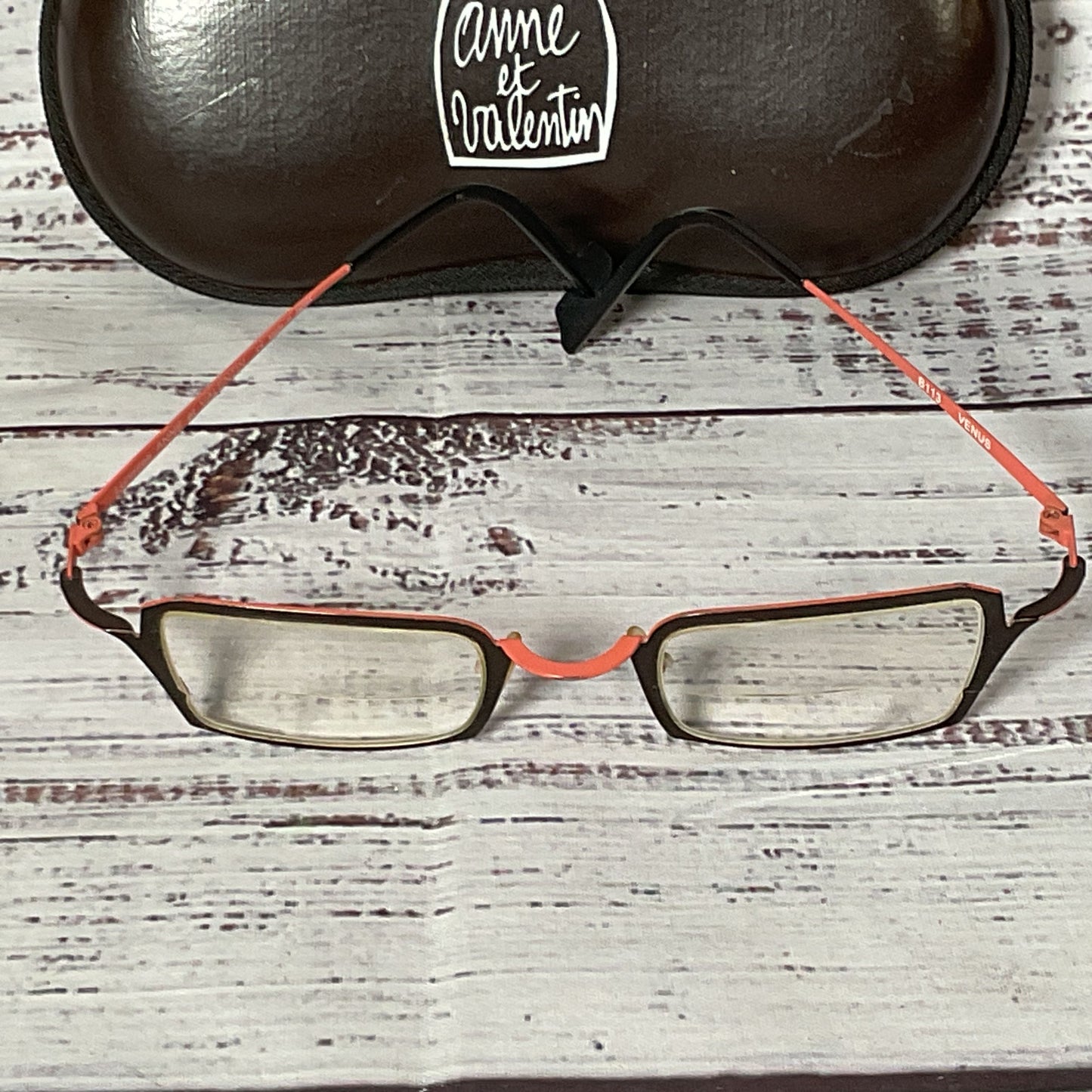 VTG. ANNE & VALENTIN Lunettes B113 Venus Women's Coral Eyeglasses w/ Case