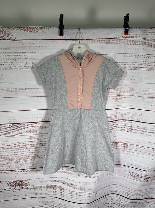 Moncler Girl's Pink Hooded Grey Dress Size 12A ABITO Short Sleeve