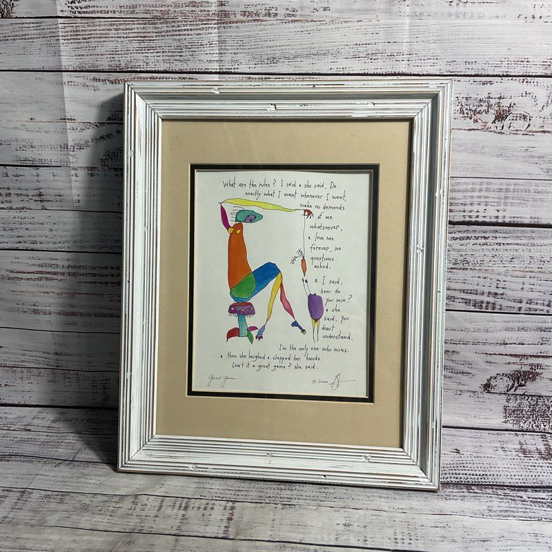 VTG. 2000 Brian Andreas Story People Great Game Signed Print 16" Framed