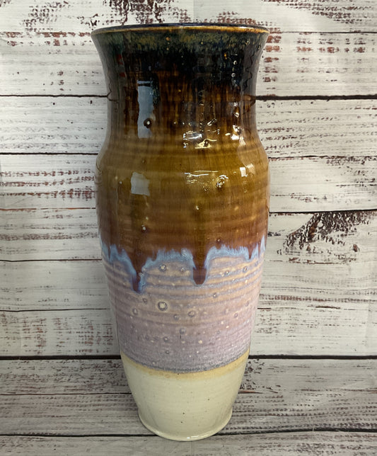S. Knight Studio Pottery Drip Glaze Finish Vase Multicolor