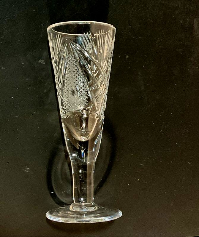 Vintage Cut Crystal 3.5" Set of 4 Sherry Port Shot Glasses Clear