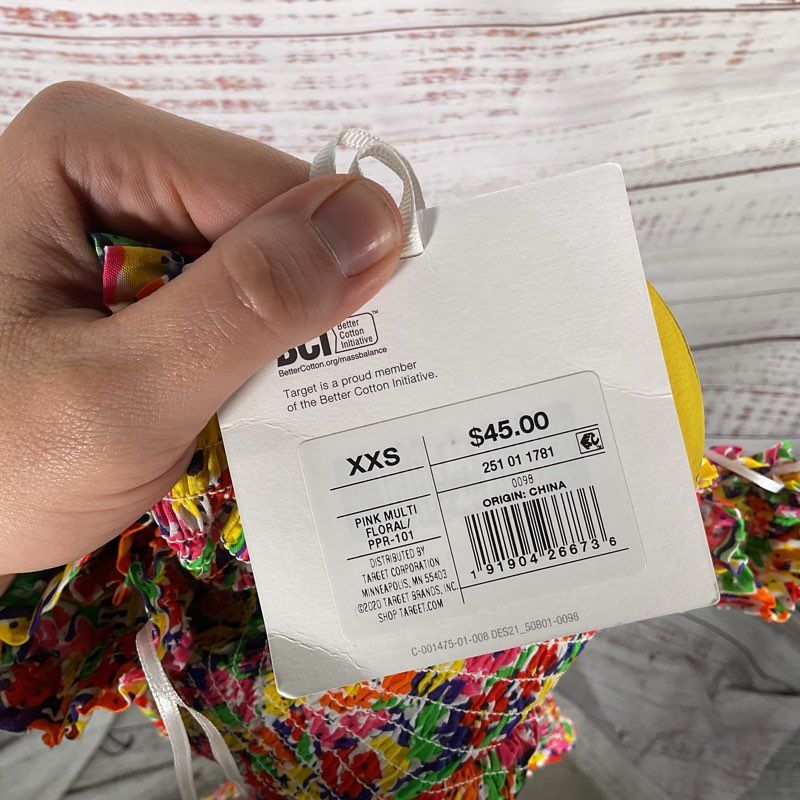 NWT Rixo Target Rainbow Floral Puff Sleeve Smocked Bodice Mini Dress - Size XXS