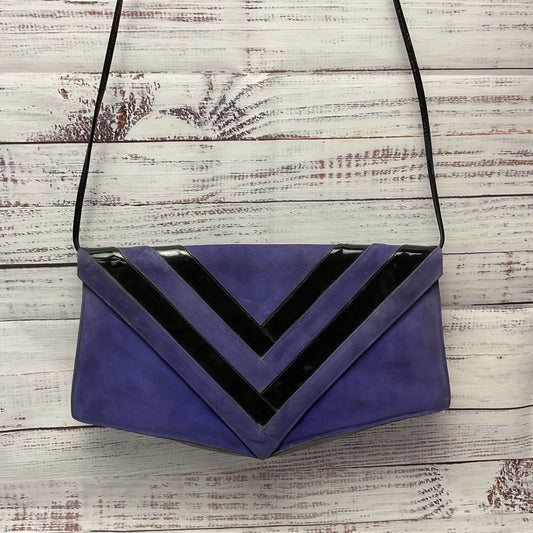Vintage Charles Jourdan Purple Suede Black Design Purse 11.5x2.5x7