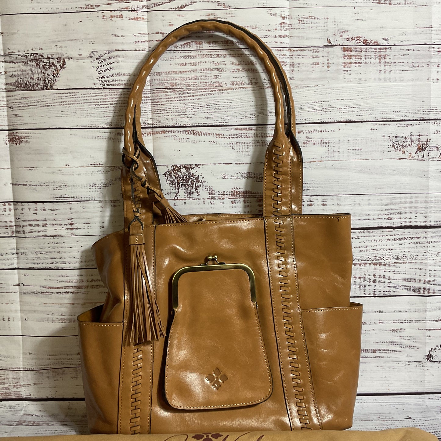 PATRICIA NASH Molise Brown Leather Tote Bag with Dust Bag