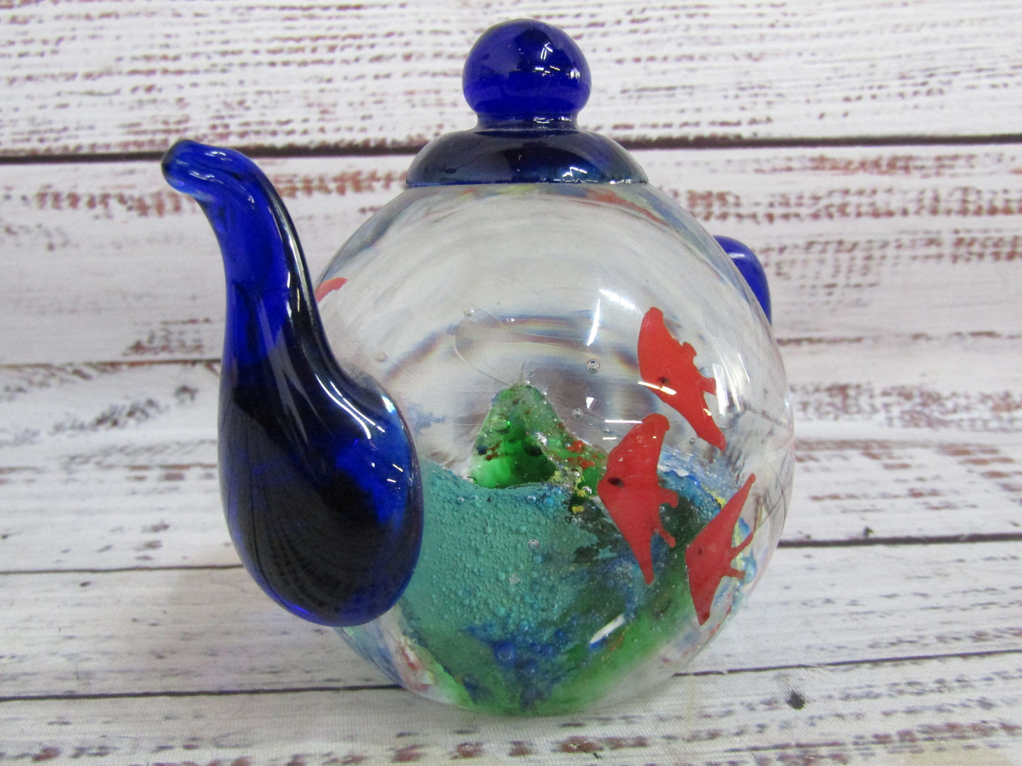 Dynasty Gallery Handblown Glass Fish Teapot Paperweight