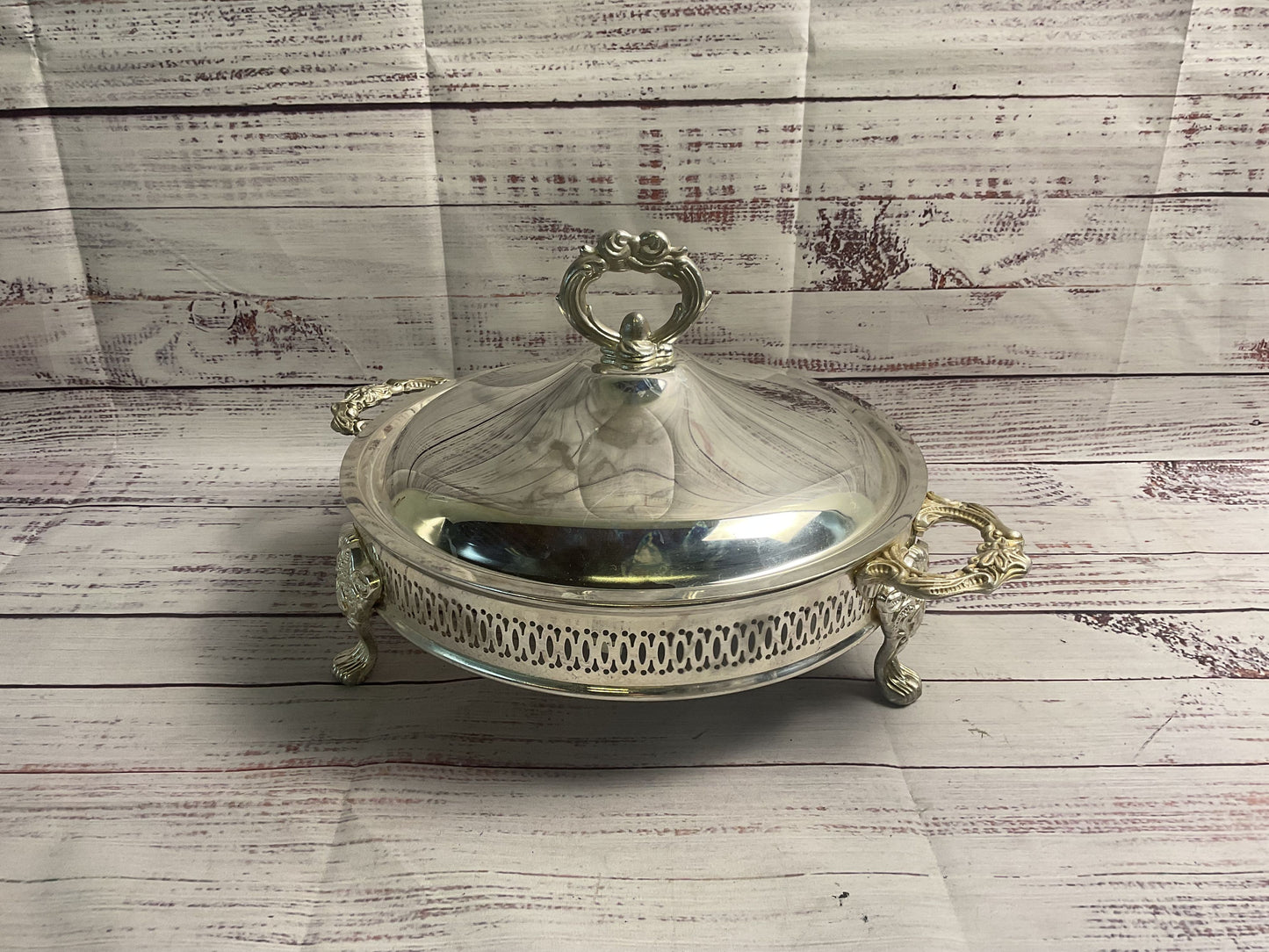 Silver Plated 3 Foot Casserole Serving Tray Stand
