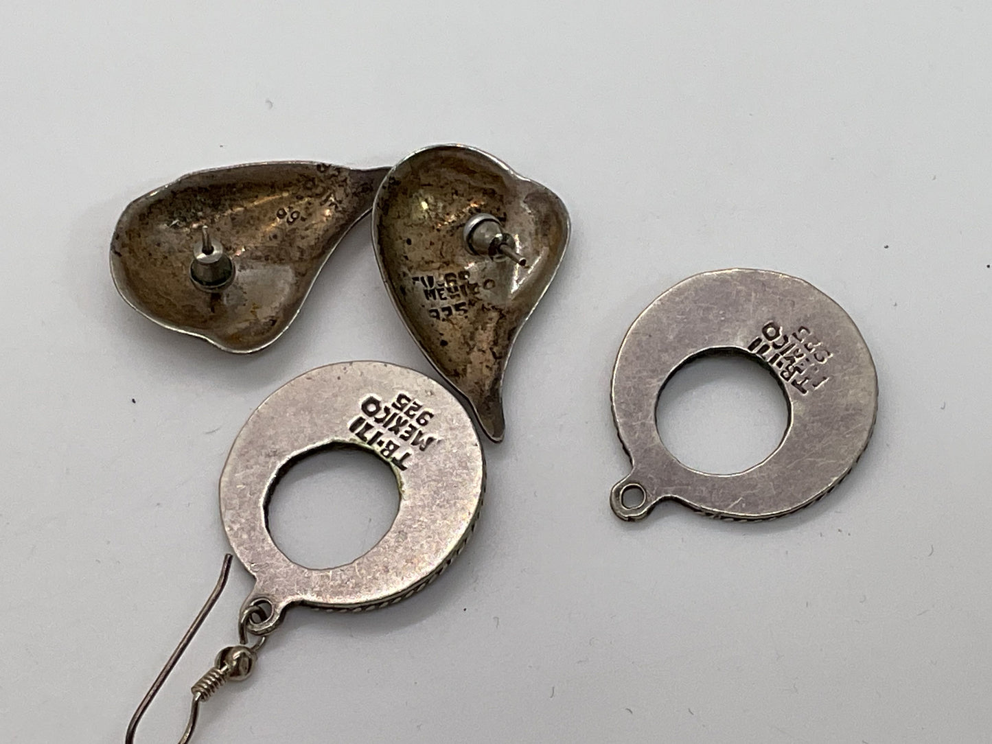 Set of 2 VTG. TAXCO Mexico Sterling Silver Earrings- 18.06g