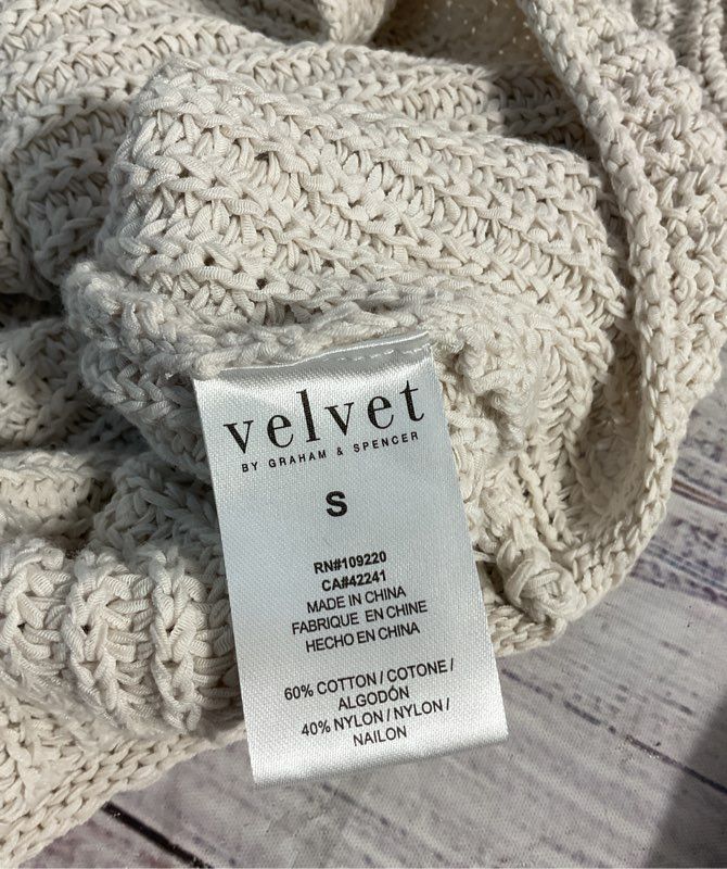 Velvet By Graham & Spencer V-Neck Tie Front Cardigan Knit in Chalk White Size S