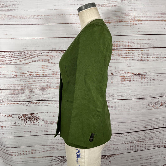 J. Crew French Girl Green Linen Double Breasted Petites Jacket - Size P2 New