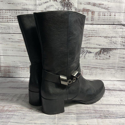 Stuart Weitzman Skipper Black Leather Biker Moto Boot Women's 7.5 US