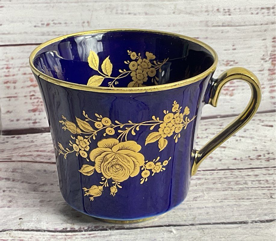 Bareuther Waldsassen Echt Vintage 22K Gold Germany Tea Cup Cobalt