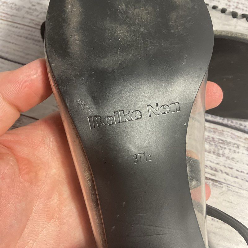 VTG. Reike Nen Transparent Black Leather Block Heel Shoe Women's Size 7