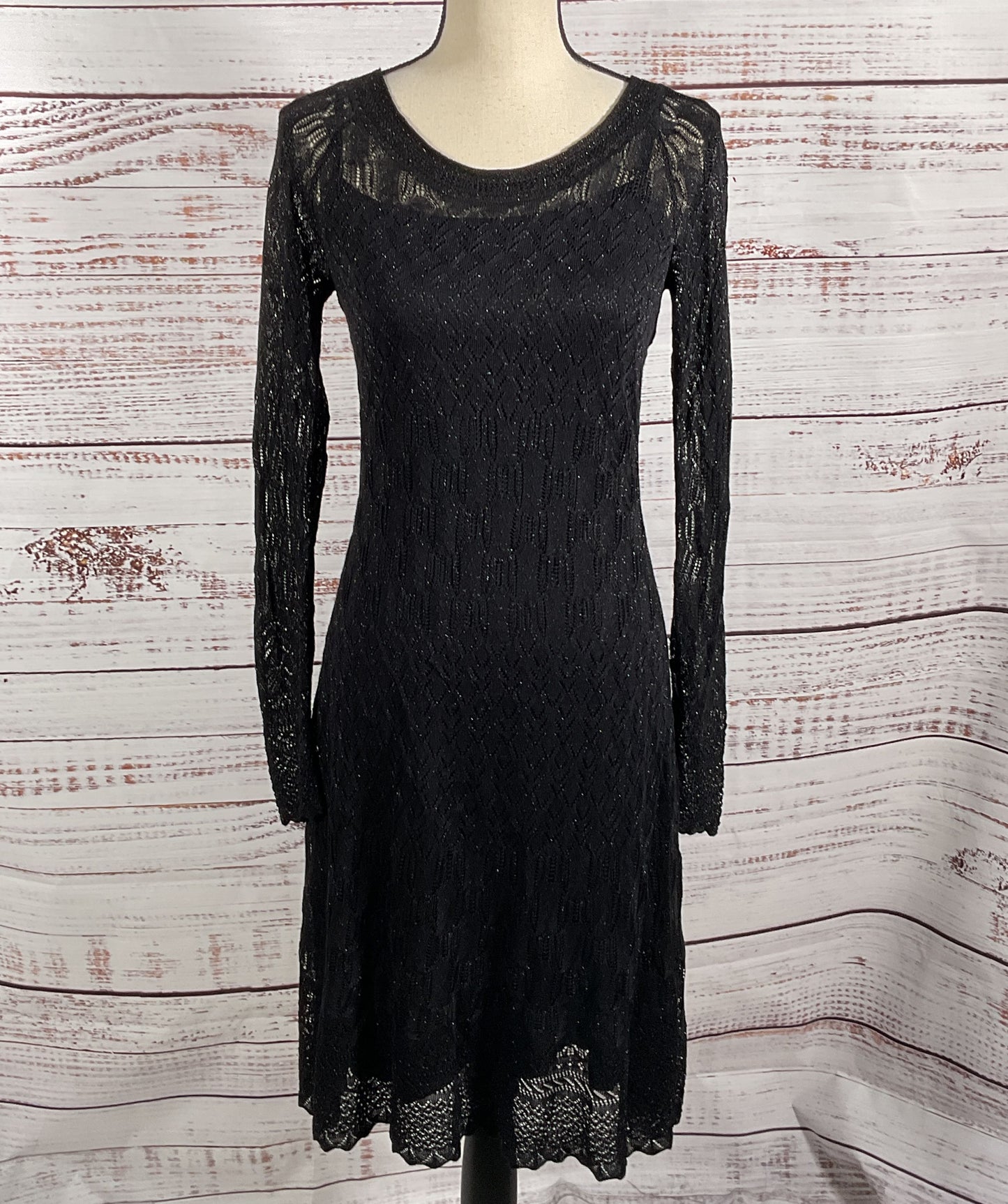 Ralph Lauren Pointelle-Knit Long-Sleeve Dress Black S
