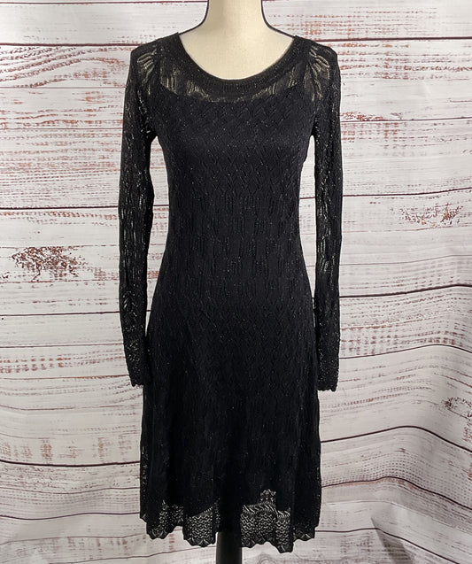 Ralph Lauren Pointelle-Knit Long-Sleeve Dress Black S