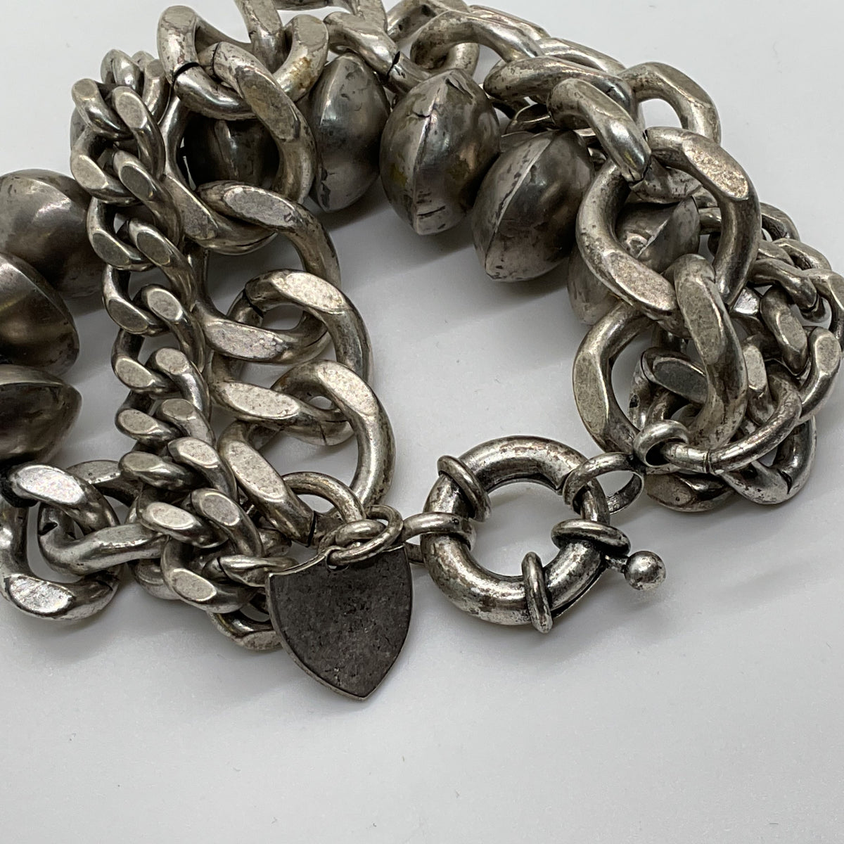 VTG. GILES AND BROTHER Triple Strand Chunky Chain Bracelet- 7.5"