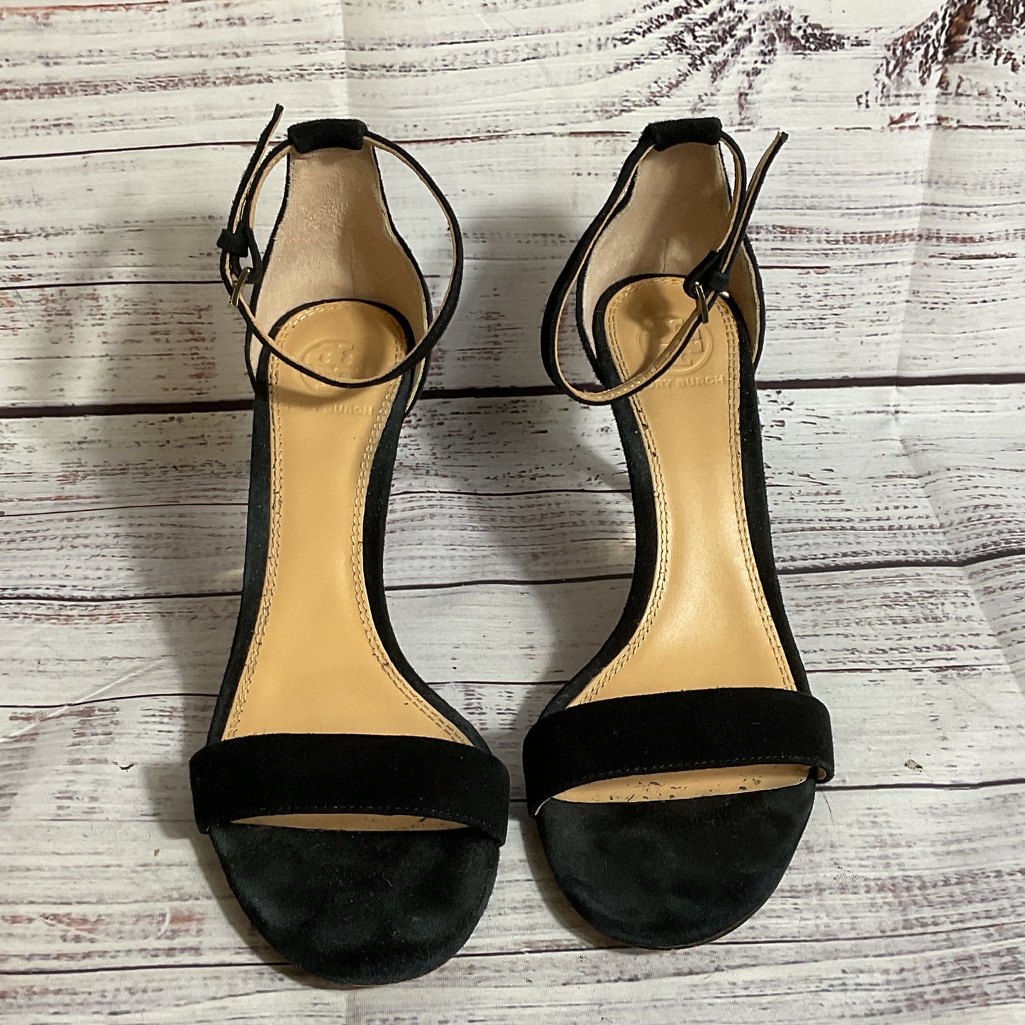 TORY BURCH Women's Black Ankle Strap Heels Shoes- SZ 7.5