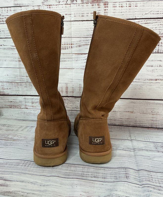 Women's UGG Brown Zip Up Boots with Sheepskin Interior Size 8